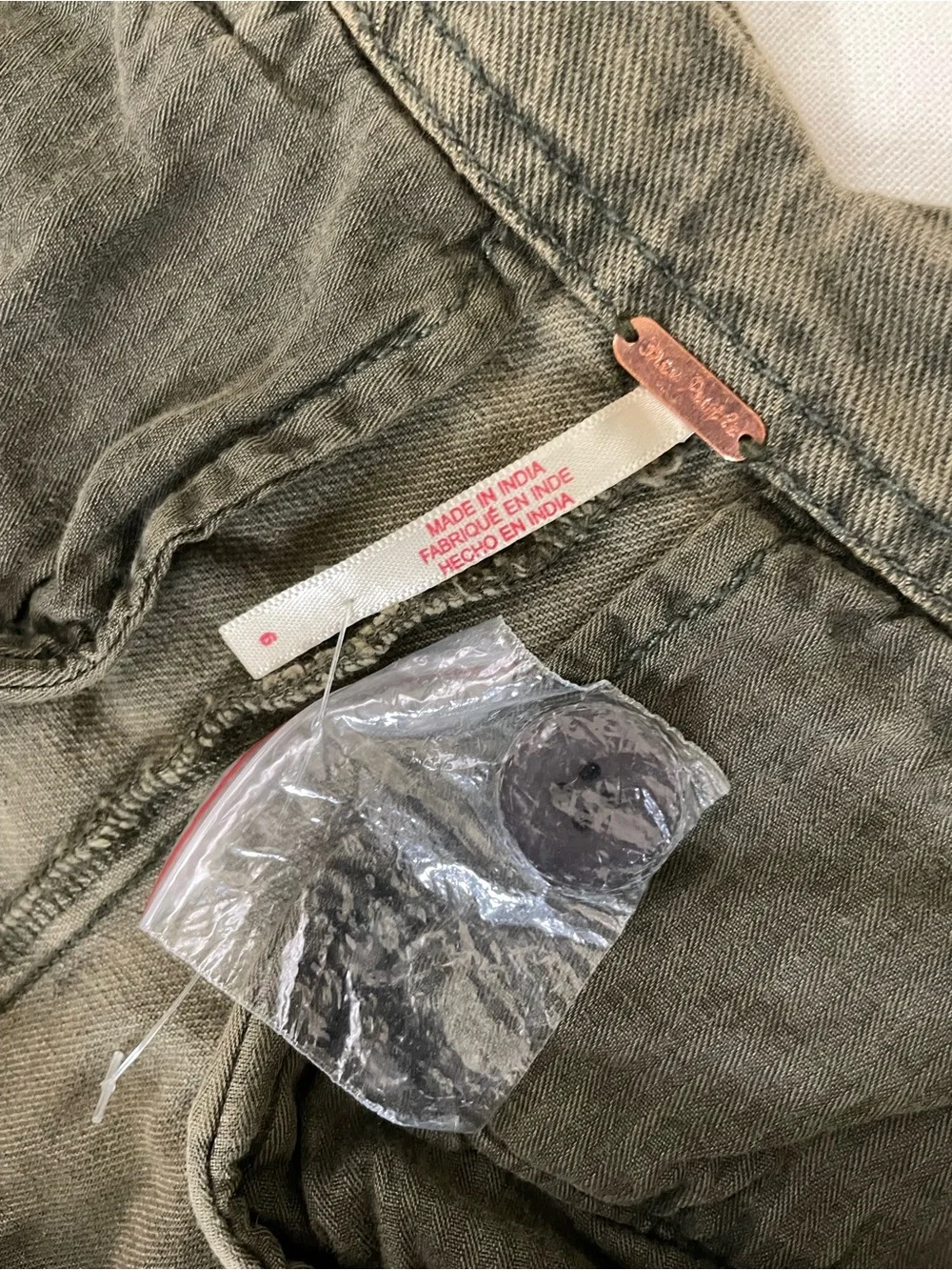 Free People Olive Green Wide-Leg barrel Pants